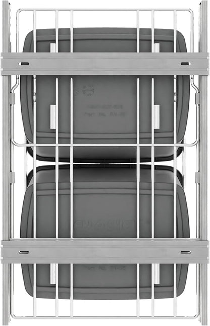 Rev-A-Shelf Double 35 Qt Pullout Trash Can for Base Kitchen Cabinets, Garbage Waste Bin System with Full-Extension Slides, Min Opening Width of 14.5", Silver, RV-18KD-17C S