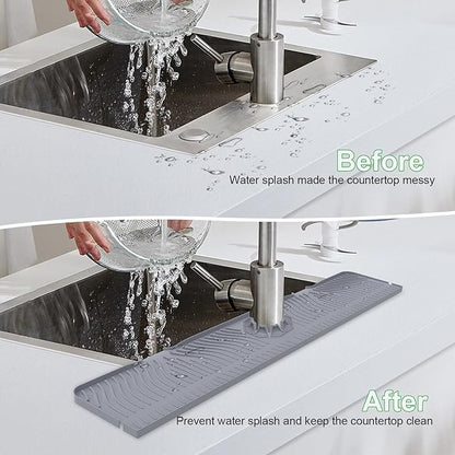 33inch Kitchen Sink Splash Guard Mat,Silicone Material Protects Faucet Handle from Dripping Water,Faucet Mat Splash Catcher,Multipurpose for Kitchen Sink, Sink Sponge Holder