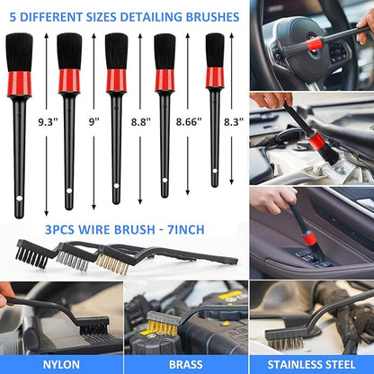 44Pcs Car Wash Detailing Kit Cleaning Kits with Foam Gun Sprayer Wash Mop with Long Handle Collapsible Bucket Large Wash Mitt Towels Complete Interior Exterior Car Washing Supply Set Blue