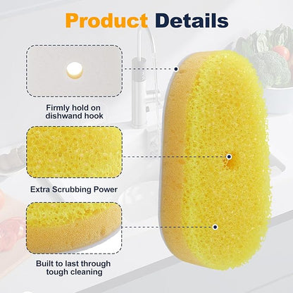 Packs Refill Heads Compatible with Dish Daddy, Non-Scratch Wand Refill Sponge Heads Compatible with Scrub Daddy, Upgrade Much Thicker and Durable (6)