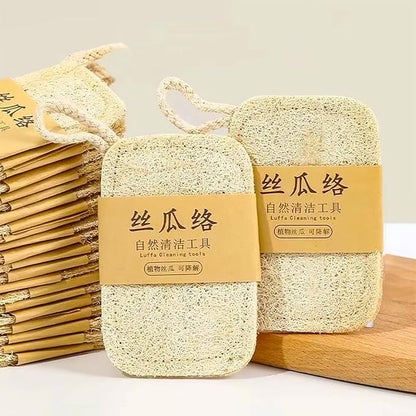 8 Pcs Natural Loofah Dishwashing Sponge Loofah Dish Towel Sponges with Hanging Loop for Kitchen Cleaning Dishes Natural Dish Scrubber