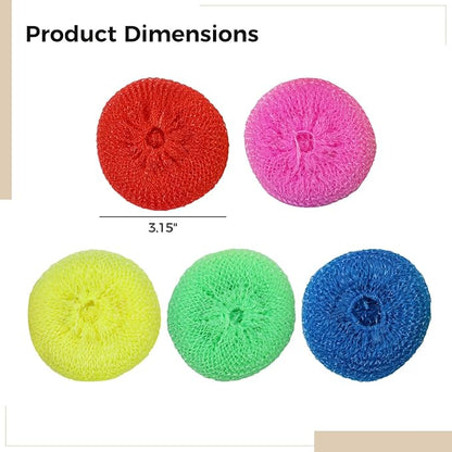 50 Pack of Non-Scratch Pp Plastic Dish Scrubbies, Colorful Mesh Cleaning Balls for Pots & Pans, 5 Colors