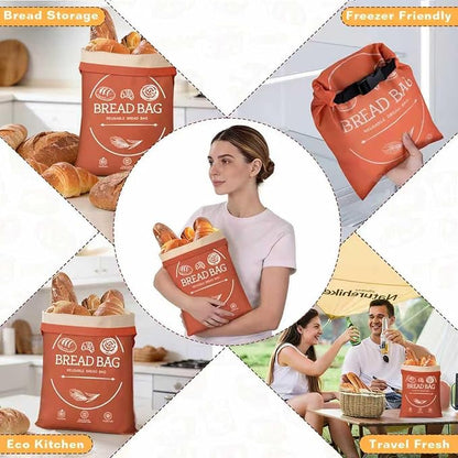 Bread Bags for Homemade, Beeswax Reusable Bread Bag for Sourdough, 1 Pack XL-Reusable Waxed Food Storage Bag to Keep Sourdough Fresh, Freezer-Safe, Eco-Friendly (Orange)