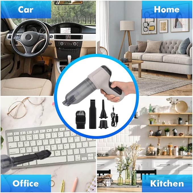 Handheld Vacuum Cleaner, 3-in-1 Cordless Car Vacuum Cleaner Rechargeable 120W/9000PA High Power, Portable Wet Dry Mini Vacuum for Car Home Pet Hair