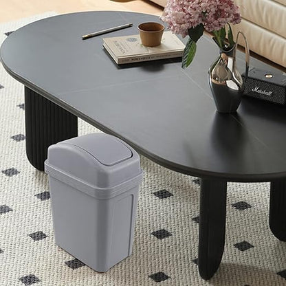 2 Gallon Small Swing Lid Trash Can, Swing-Top Garbage Can, Gray