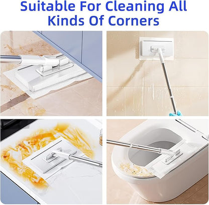 Press Grip Mini Clip Mop with 39' Handle — Zero-Touch Gap Cleaner & Locking Head, Includes 5 Reusable Cloths for Multi-Surface Cleaning (39 in mini dust mop)