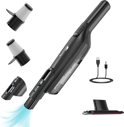 Cordless Handheld Vacuum, Lightweight Portable Hand Vacuum Cleaner with LED Light,Rechargeable Hand Held Vacuum with One-Touch Empty, Powerful Suction for Office, Home,Car, Inky