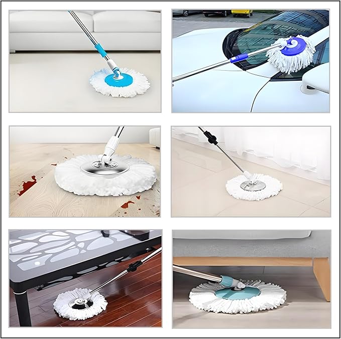 6 Pack Spin Mop Replacement Heads, (6.3 Inch,Round) Microfiber Mop Refills Compatible with Hurricane, Mopnado, Libman, Simpli Magic and Other 360 Spin Mop Systems, (6 Colors)