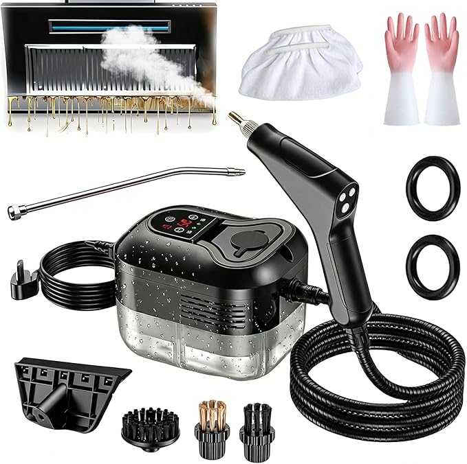 2500w Handheld High-Temperature Pressurized Steam Cleaner, 2026 Upgraded Portable High Pressure Steam Cleaner, 2500watt Handheld Steam Cleaner for Kitchen, Bathroom, Furniture, Car (Upgraded-Black)