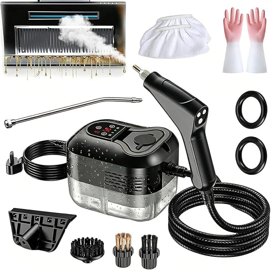 2500w Handheld High-Temperature Pressurized Steam Cleaner, 2026 Upgraded Portable High Pressure Steam Cleaner, 2500watt Handheld Steam Cleaner for Kitchen, Bathroom, Furniture, Car (Upgraded-Black)