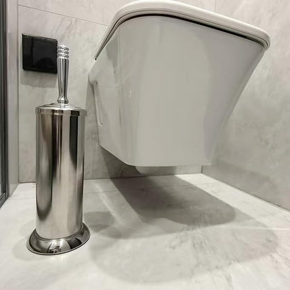 Silver Chrome Toilet Bowl Brush with Holder with Removable lastic Liner, Durable Bathroom Cleaning Tool, Bathroom Cleaner Brush for Efficient Cleaning and Hygiene