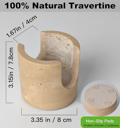 Natural Travertine Stone Sponge Holder, Compact Upright Sink Organizer for Kitchen & Bathroom Countertops, Porous Stone Design Supports Everyday Drying, Minimal Decor, Beige