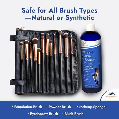 NORTHWEST ENTERPRISES Makeup Brush Cleaner Solution for Electric Makeup Brush Cleaner Machines - Professional Grade (8 ounces)