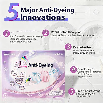 Fragrance Free Dye Catcher Sheets for Laundry - 90 Count, Color Grasper & Dye Guard, Prevents Color Bleeding & Transfer, In-Wash Sheets Essential for Protecting Clothes (2, 90OZ)