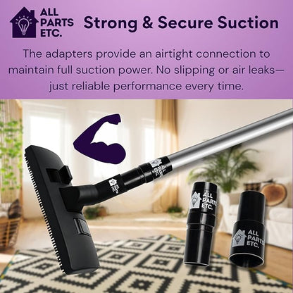 Universal Vacuum Floor Brush Kit with 2 Adapters – Fits 1.25”, 1.375” & 1.5” Connections – Compatible with Shark, Miele, Shop Vac, Bissell, Kenmore, Eureka, Dirt Devil & More