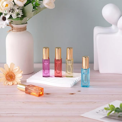 5pcs 6ml Refillable Perfume Bottle Travel Atomizer Set - Glass, Multi Color, High Precision Nozzle