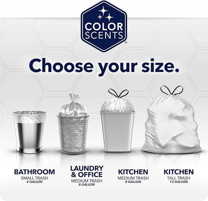 Color Scents Small Trash Bags - 4 Gallon, 80 Total Bags (2 Rolls of 40 Count), Twist Tie – Duos (2 unique scent + color combinations) with Microban