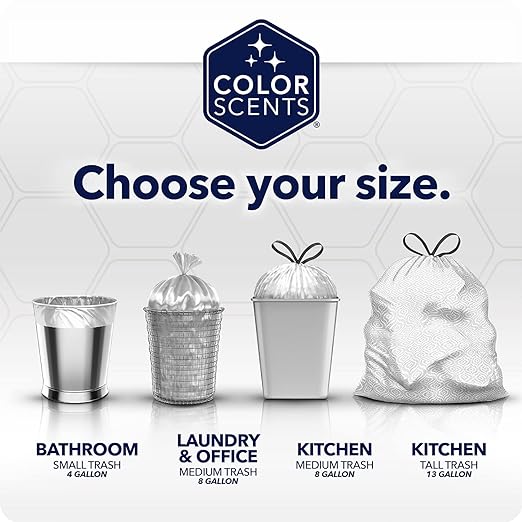 Color Scents Medium Trash Bags - 8 Gallon, Twist Tie - Blue in Fresh Air Scent with Microban (Pack of 8)