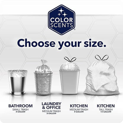 Color Scents Medium Trash Bags - 8 Gallon, Twist Tie - Blue in Fresh Air Scent with Microban (Pack of 8)
