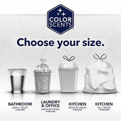 Color Scents Medium Trash Bags - 8 Gallon, 45 Bags (1 Pack of 45 Bags) Twist Tie - Purple in Lavender + Sage Scent with Microban