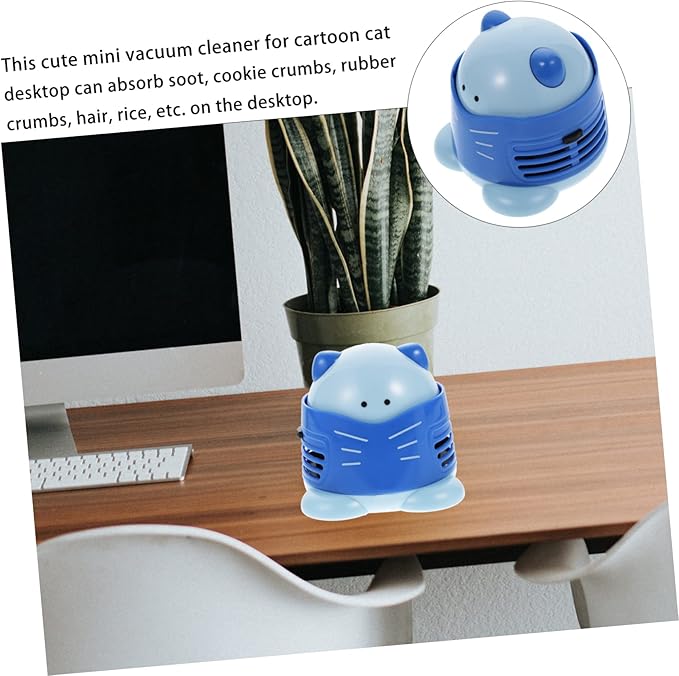 jojofuny Cartoon Desktop Vacuum Cleaner Mini Dust Collector for Crumbs and Dust Efficient Low Noise Portable Table Cleaner for Home Office School and Car Use