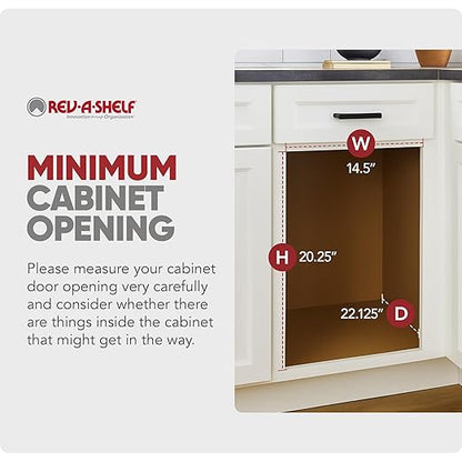 Rev-A-Shelf Double Pullout Trash Cans for Under Kitchen Cabinets 35 Quart 8.75 Gallon with Soft-Close Slides, 14.5" Min Opening, 53WC-1835SCDM-211