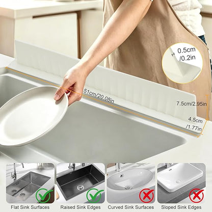 EEEKit 20 In Silicone Sink Splash Guard, No Suction Cups Sink Water Protector, Water Splash Guard for Kitchen Sinks, Bathroom Sinks, Washbasin, Bathtub, Island, Dishwasher Safe, 20 x 1.77 x 2.95 In