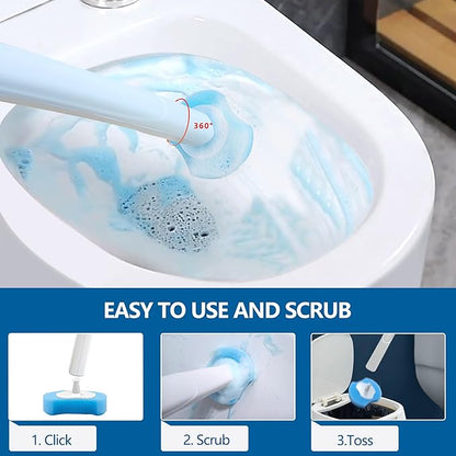 144 Count Disposable Toilet Brush Refills Compatible with Most Wands, Toilet Bowl Wand Refills-Blue Disposable Sponge Refill Heads Prefilled Cleaning Fluid for Bathroom Toilet Cleaning.