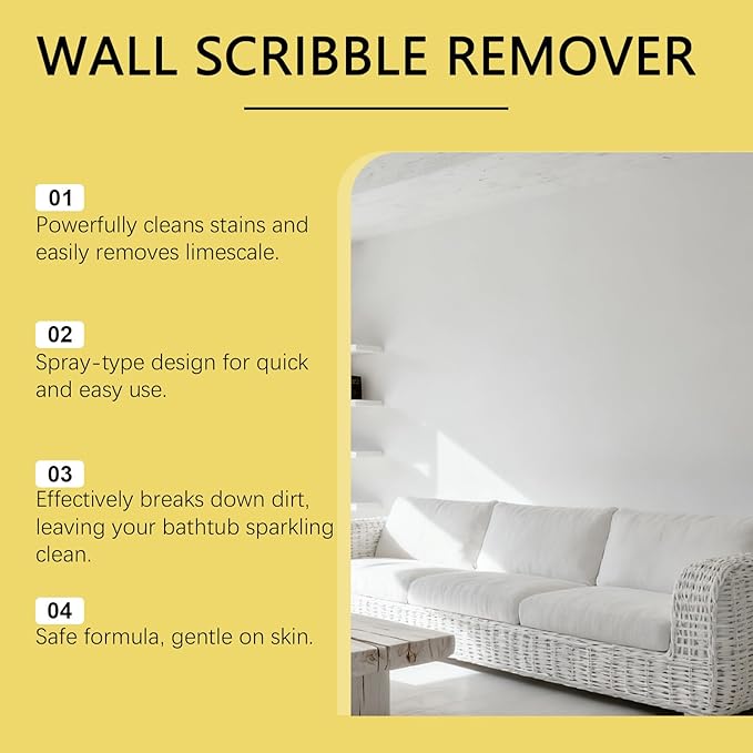 Crayon Remover for Walls- Instant Cleaning for Marker, Ink & Graffiti Stains on Wall - Safe for Painted, Whiteboard, Wallpaper - Quick Stain Remover for Home Playroom/Classroom (3)