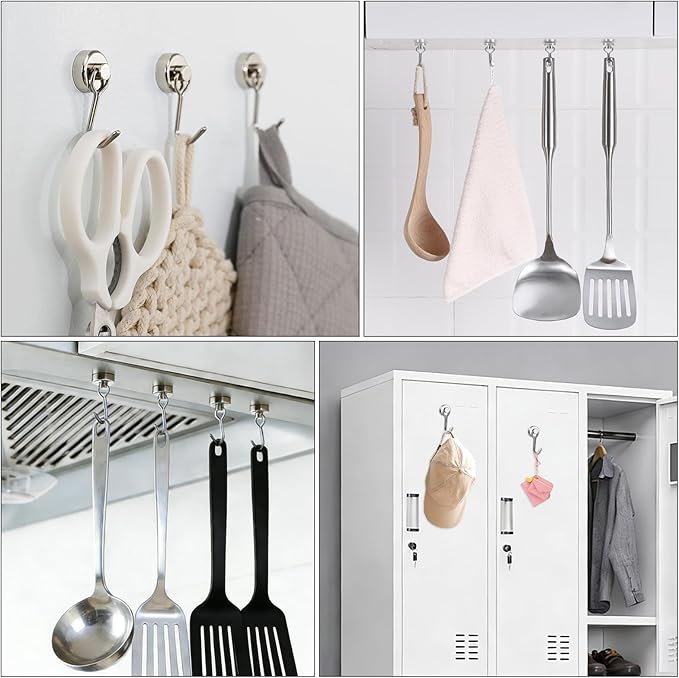 E BAVITE Swivel Swing Magnetic Hooks, 30LBS Powerful Strong Magnetic Hooks Perfect for Refrigerator, Kitchen,Pack of 10 Silver