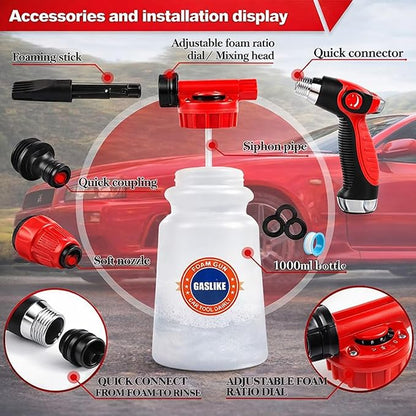 63PCS Car Wash Cleaning Kit,Car Wash Brush with Long Handle,Car Detailing Kit with Foam Gun,Car Cleaning Supplies,Handheld Vacuum, Car Detailing Kit (63PCS)
