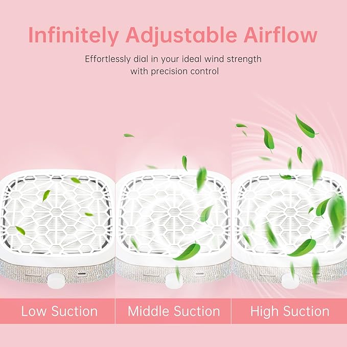Nail Dust Collector, Cordless Dust Collector Nail Tech, Compact Powerful 6000RPM Nail Vacuum Fan Rechargeable Dust Extractor for Acrylic Gel Polish Manicure Pedicure for Home
