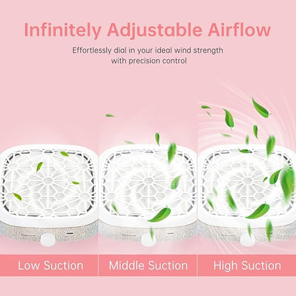 Nail Dust Collector, Cordless Dust Collector Nail Tech, Compact Powerful 6000RPM Nail Vacuum Fan Rechargeable Dust Extractor for Acrylic Gel Polish Manicure Pedicure for Home