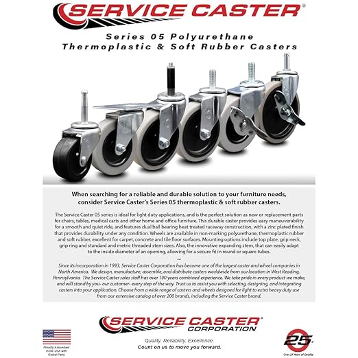 5" Rubbermaid Cart Casters - Non-Marking Wheel 4400 Series 4500 Series, 4PK