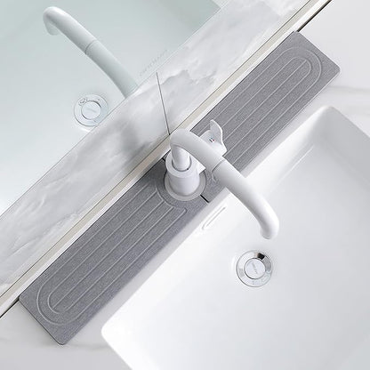 Faucet Mat for Kitchen Sink -Diatomite Stone Drying Mat for Kitchen Counter & Bathroom Sink,Quick-Dry Kitchen Sink Mat-Sink Protector & Splash Guard,Super Absorbent (Gray, 23.6"x4")