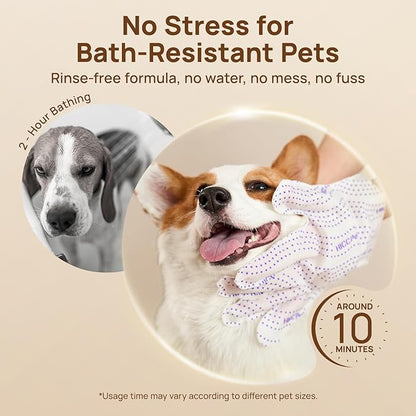 HICC PET Glove Wipes Pro Series for Dogs & Cats, Extra Thick Dual-Textured Grooming Wipes, Rinse-Free Shampoo Mittens for Quick Cleaning & Deodorizing, Perfect Between Baths, Travel, Portable 6 Pack