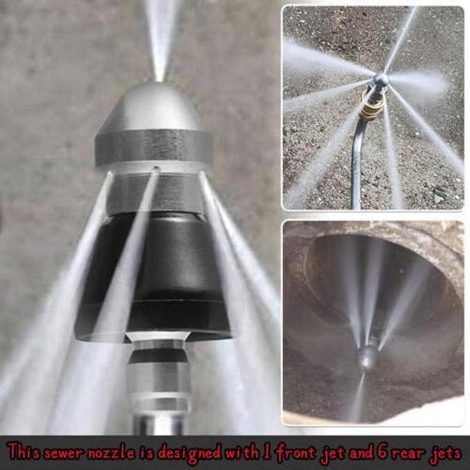 Sewer Cleaning Tool High-Pressure Nozzle, Toilet Auger, Clean Out Sewer Pipe, Drain Augers, Drain Clog Remover | Hair Clog Remover | Toilet Clog Remover