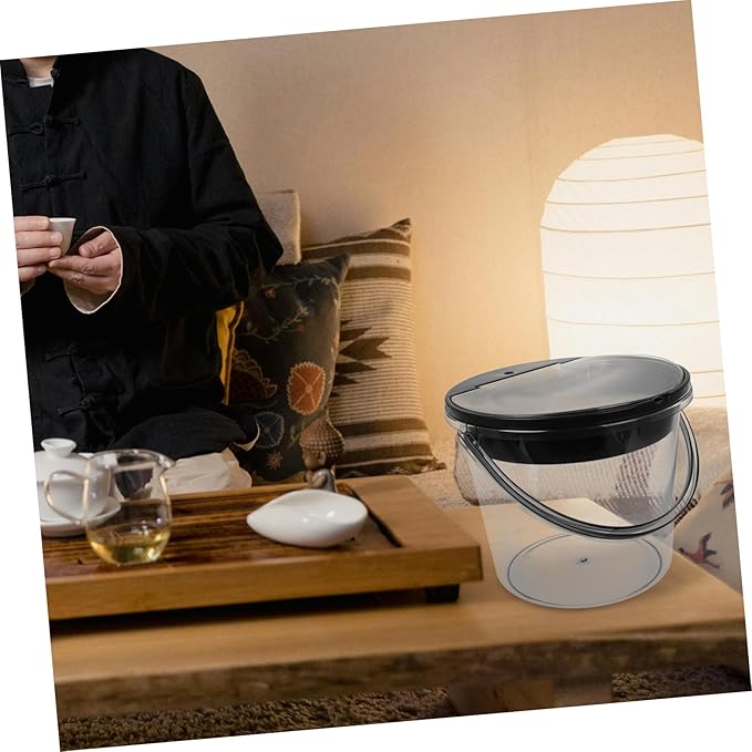 MAGICLULU Handheld Tea Dreg Drainage Bucket with Lid Small Kitchen Compost Bin for Tea Grounds Countertop Trash Can for Indoor Use Light Gray