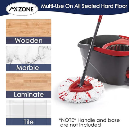 Spin Mop Replacement Heads Compatible with O-Cedar EasyWring 1-Tank System - Microfiber Mop Head Refills for Deep Floor Cleaning, Scrub Pad for Tile Hardwood Kitchen, 2 Pack