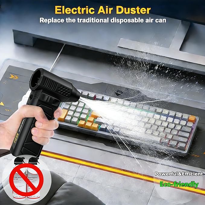PATAZONE Mini Leaf Blower Compressed Air Duster Handheld,Rechargeable,High-Speed Electric Jet Fan,Wood Chips,Compress Air Dust,Sand,Car,House,Clean Sawdust Sand,80000RPM Brushless Motor (Black)