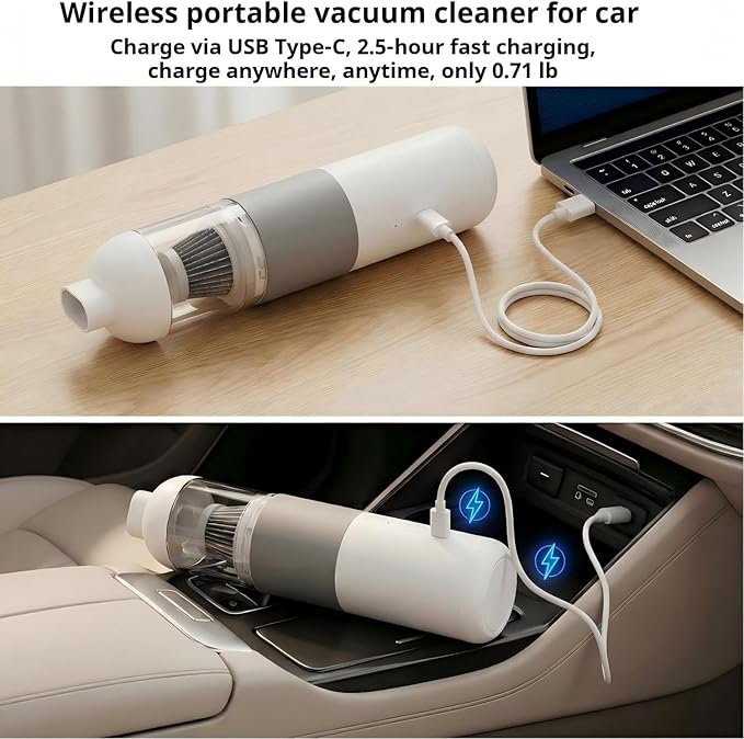 Handheld Car Vacuum Cleaner,Car Vacuum Portable,High Power Hand Held Vacuum,with 2 Suction Modes and 16800 Pa Suction Power Blowing & Inflating 2 Modes for Car, Desk, Keyboards