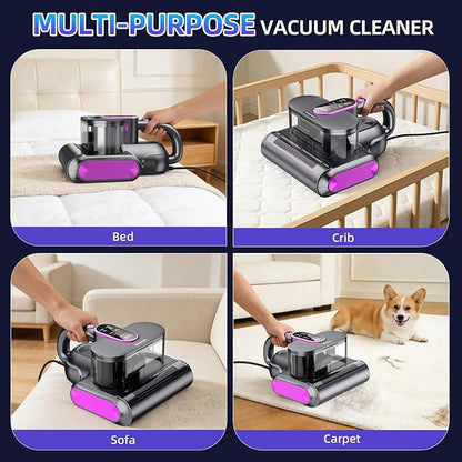 18kPa Mattress Vacuum Cleaner with 275nm UV-C Light, 500W Corded Handheld Bed Vacuum with HEPA Filter, Deep Cleaner for Sofa, Pillows, Furniture, Replacement Filter Included