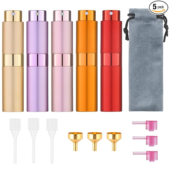 Tekson 8ml Travel Perfume Atomizer Refillable, Mini Cologne Spray Bottle Empty, Small Aftershave Portable Sprayer for Liquid Dispenser(Red)