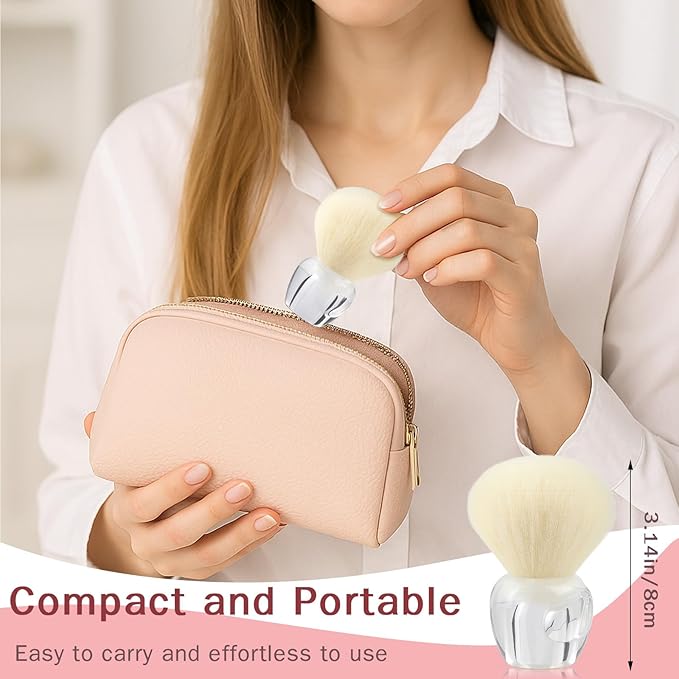 Soft Transparent Nail Dust Powder Remover Brush – Kabuki Style Cleaner for Acrylic & Gel Nail Art（2pcs)
