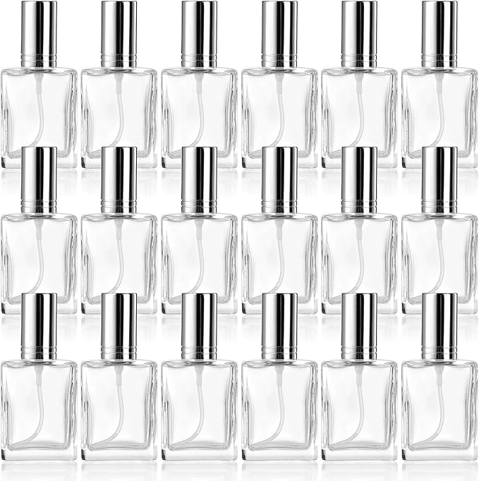 Foraineam 18 Pack Clear Glass Fine Mist Atomizer Spray Bottles, 15ml Refillable Mini Perfume Bottle, Empty Glass Perfume Atomizer Bottle Fragrance Bottles with Droppers and Funnels