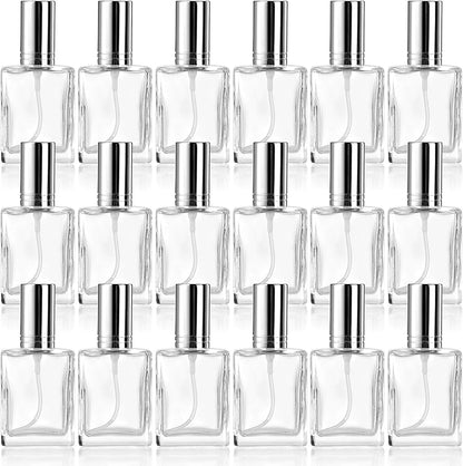 Foraineam 18 Pack Clear Glass Fine Mist Atomizer Spray Bottles, 15ml Refillable Mini Perfume Bottle, Empty Glass Perfume Atomizer Bottle Fragrance Bottles with Droppers and Funnels