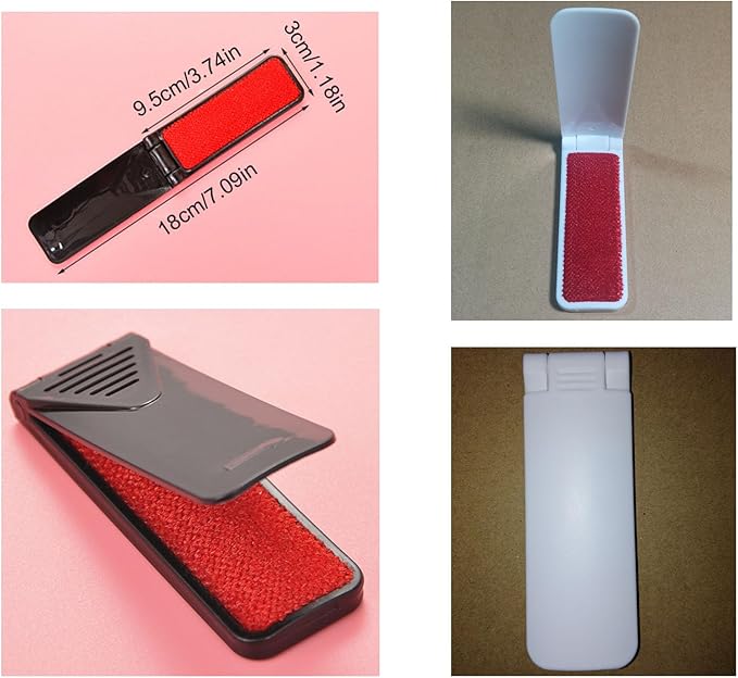 4 Pack Folding Lint Brush Foldable Reusable Portable Mini Lint Remover Brushes for Pet Hair Remover Clothing Dust Removal Garment Fabric Fluff Cleaning Tool Travel Car Work Backpack Purse