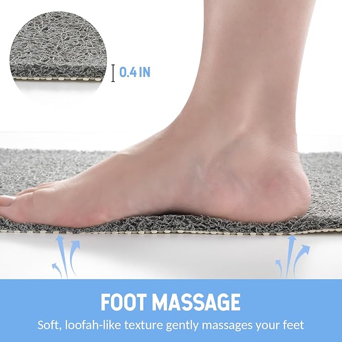 Hargiis Non Slip Shower Mat, Anti Slip Bath Mat, Quick Drying Bath Tub Mats, Foot Scrubber Mat, Anti Slip Mat for Tub, Floor, Bathroom, Home, Kitchen, Hotel (Grey 24”x24”)