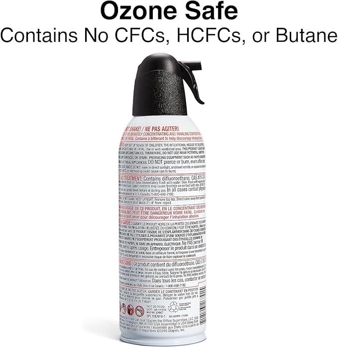 Staples Compressed Air Duster – 10 oz. Cans for Electronics, Keyboards & Office Devices, 4‑Pack