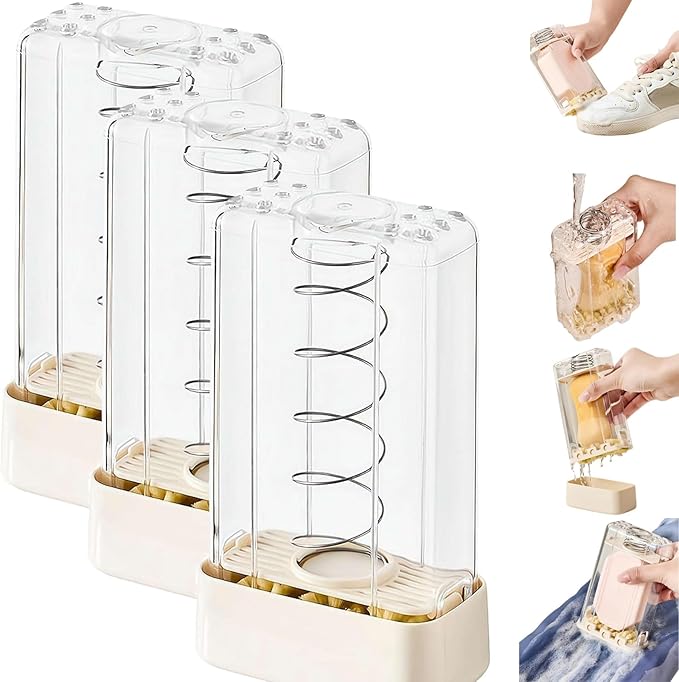 Drain Soap Container - Roller Brush Foaming Cleansing Keeper Portable Spring Powered Washing Box for Fabric Care, Zero Waste Soap Saver Holder for Laundry Bathroom Shower (3pcs)